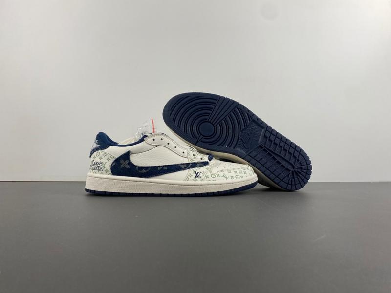 Travis Scott x Air Jordan 1 Low OG  white dark blue